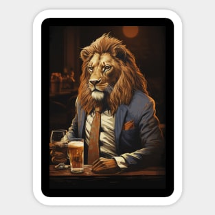 Funny Lion Beer Sticker